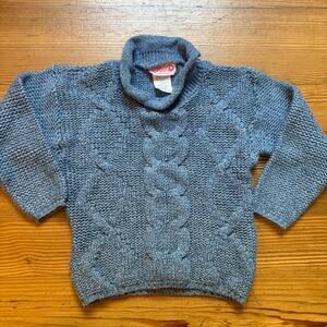 Grand vintage blue cable knit high neck pullover sweater SIZE 2